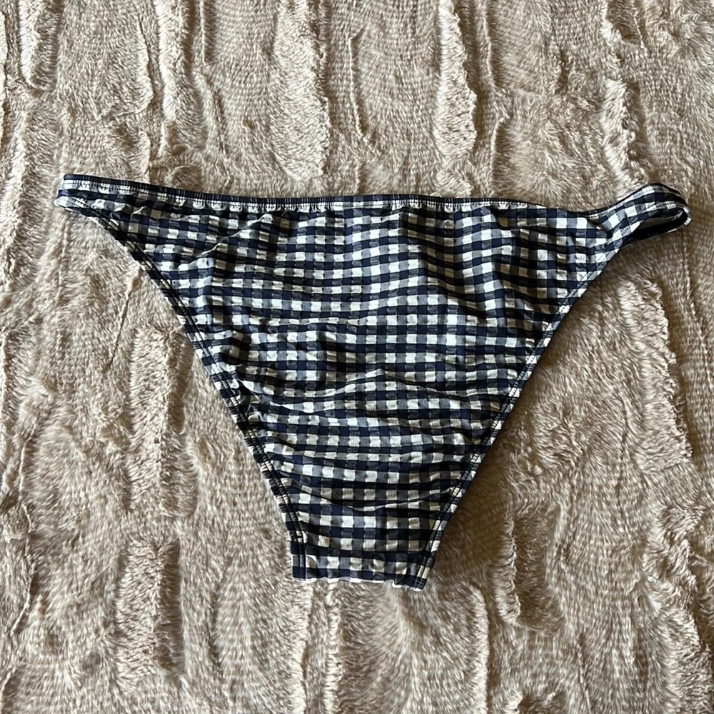 TORY BURCH Gingham Navy Hipster Bikini Bottoms